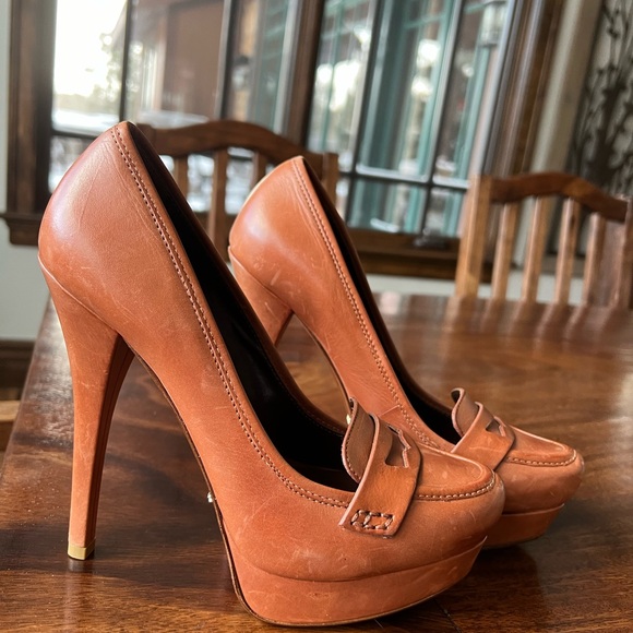 Schutz Pumps penny loafer platform 5.5 inch heel leather - Picture 6 of 7